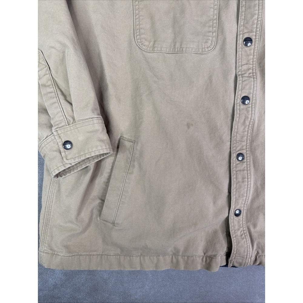 Carhartt Fleece Lined Shirt Jacket Snap Front Men's Size 3XL Tan - Picture 5 of 13